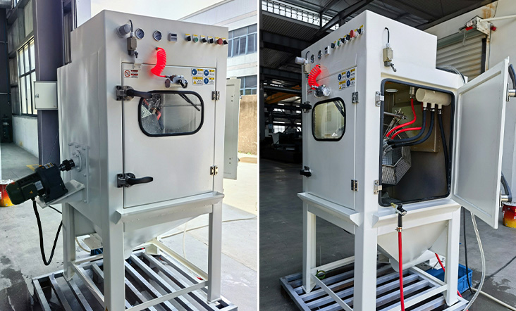 Double Gun Basket Type Liquid Sandblasting Machine PT-MGW9080-2A